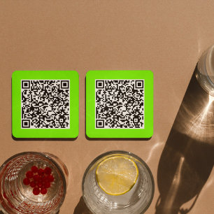 Porta-copo De Papel Quadrado Código QR em verde fluorescente