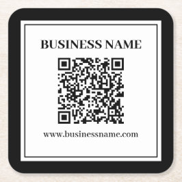 Porta-copo De Papel Quadrado Código QR empresarial | Preto e Branco