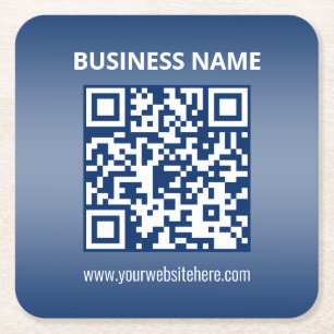 Porta-copo De Papel Quadrado Código QR   Gradiente Azul (ou qualquer cor)