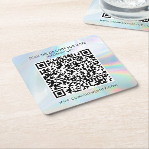 Porta-copo De Papel Quadrado Código QR Holográfico de Marketing Empresarial Per