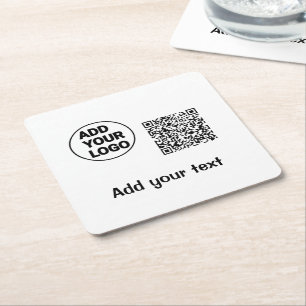 Porta-copo De Papel Quadrado Código QR minimalista simples adicionar logotipo n