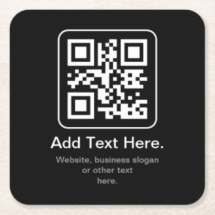 Porta-copo De Papel Quadrado Código QR Modern Escaneável Preto Branco & Cinza