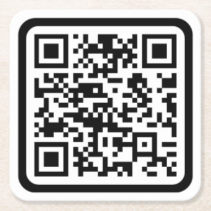Porta-copo De Papel Quadrado Código QR moderno editável Preto Branco ou qualq