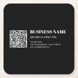 Porta-copo De Papel Quadrado Código QR personalizado e texto retrô-moderno edit