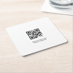 Porta-copo De Papel Quadrado Código QR personalizado simples adicione o nome do