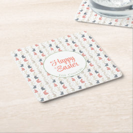 Porta-copo De Papel Quadrado Coelhinho e Ovos bege