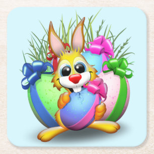 Porta-copo De Papel Quadrado Coelho da Páscoa Engraçado e Personagem Bonita Mor