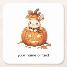 Coelho de Abóbora de Halloween Fofo - Coelho de Ou