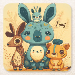 Porta-copo De Papel Quadrado Coelho floral do boho-branco