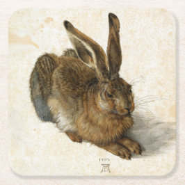 Porta-copo De Papel Quadrado Coelho, Lebre por Durer Vintage Nature Art de 1502