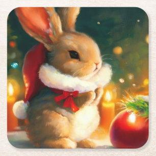 Porta-copo De Papel Quadrado Coelho Natal 1