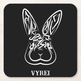 Porta-copo De Papel Quadrado Coelho Tribal Negro e Branco