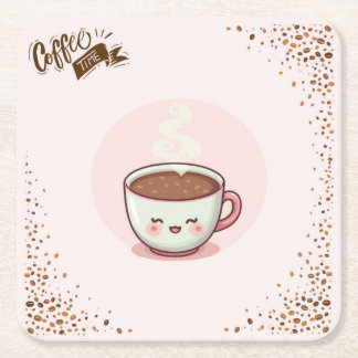 Porta-copo De Papel Quadrado Coffee Pink Aesthetic Kwaii style Coaster