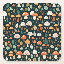 Cogumelos brancos folhas design