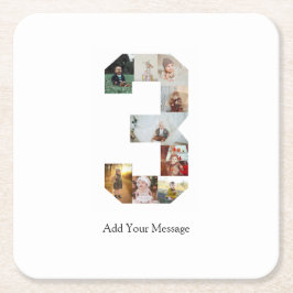 Porta-copo De Papel Quadrado Colagem de Fotografias Preta e Branco Número 3