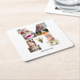 Porta-copo De Papel Quadrado Colagem de Fotos com Letra M em Preto e Branco