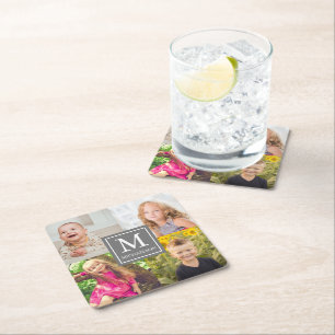 Porta-copo De Papel Quadrado Colagem de Fotos da Família