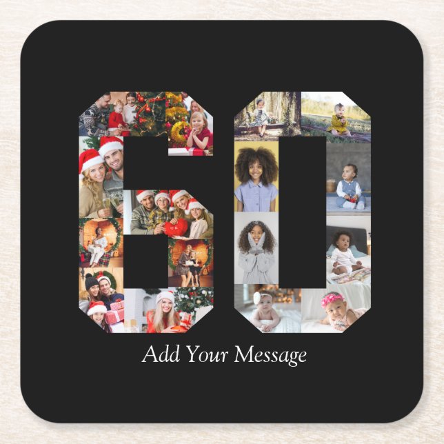 Porta-copo De Papel Quadrado Colagem de Fotos Número 60 (Frente)