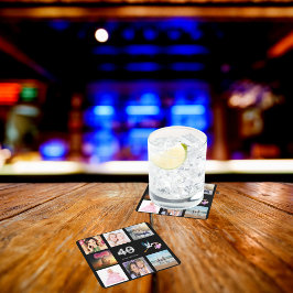 Porta-copo De Papel Quadrado Colagem de fotos personalizada do aniversário de 4