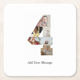 Porta-copo De Papel Quadrado Colagem de Fotos Preta e Branco Número 4