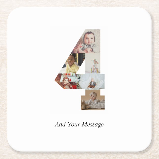 Porta-copo De Papel Quadrado Colagem de Fotos Preta e Branco Número 4 (Frente)