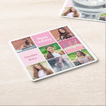 Porta-copo De Papel Quadrado Colagem de fotos rosa Festa de aniversário persona<br><div class="desc">portas copos de papel festa de aniversário para mulheres bonito e personalizadas com uma colagem de 6 modelos fotográficos de uma jovem ou adolescente com seu nome nos quadrados cor-de-rosa bonitos perto de um belo bolo de aniversário. Transtorno de aniversário feliz personalizado.</div>