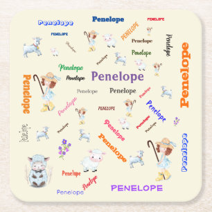 Porta-copo De Papel Quadrado Colagem de Nome da Nuvem do Word RHYME RHYME NURSE