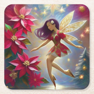 Porta-copo De Papel Quadrado Coleção Christmas Fairy - Cabelo Roxo Liso