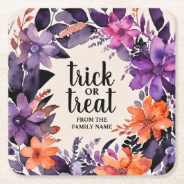 Porta-copo De Papel Quadrado Coleção de Coroa Floral de Halloween com Elegância