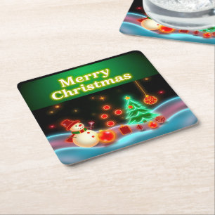 Porta-copo De Papel Quadrado Coleção de Feriados de Natal Popular