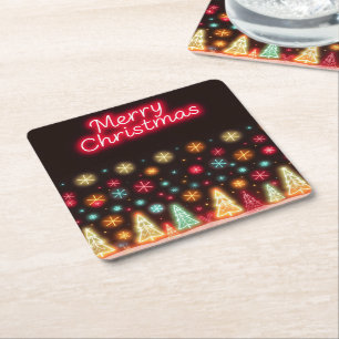 Porta-copo De Papel Quadrado Coleção de Férias de Natal Neon Trendy