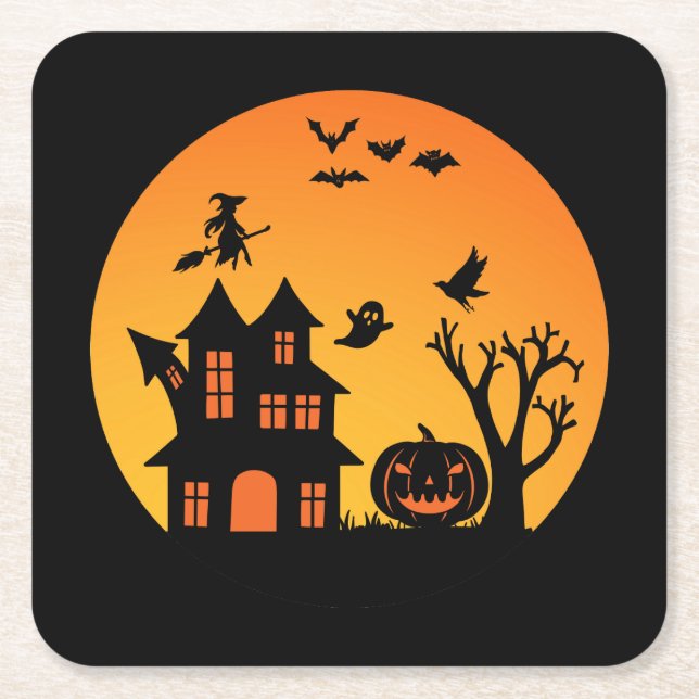 Porta-copo De Papel Quadrado Coleção de Festas de Halloween! (Frente)