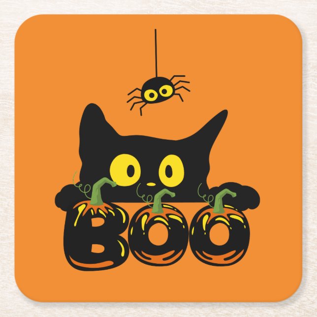 Porta-copo De Papel Quadrado Coleção de Festas de Halloween! (Frente)