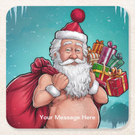 Porta-copo De Papel Quadrado Coleção de Natal Engraçado Papais noeis Sujos