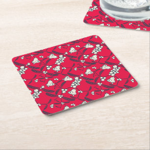 Porta-copo De Papel Quadrado Coleção de Saudações Joyful da Jingle Bells