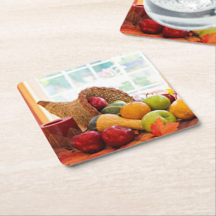 Porta-copo De Papel Quadrado Colheita Clássica na Mesa da Cornucópia