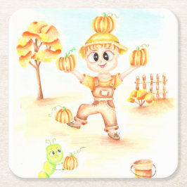 Porta-copo De Papel Quadrado colheita de feliz, garotinho de gengibre