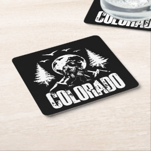 Porta-copo De Papel Quadrado Colorado Day Bigfoot Vintage Hiking