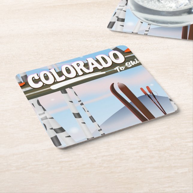 Porta-copo De Papel Quadrado Colorado To Ski! (Inclinado)