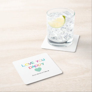 Porta-copo De Papel Quadrado Colorida "Love You Pai" - Presente Divertido e Cor