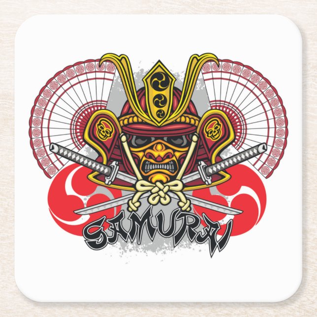 Porta-copo De Papel Quadrado Colorida Samurai Emblem (Frente)