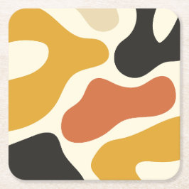 Porta-copo De Papel Quadrado colorido Abstrato amarelo Preto E Branco
