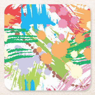 Porta-copo De Papel Quadrado Coloridos de Tintas e Escórias