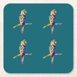 Porta-copo De Papel Quadrado Colorir Porta copos de Papagaio