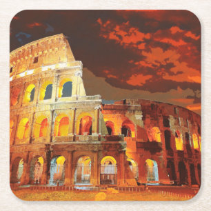 Porta-copo De Papel Quadrado Colosseum Itália Roma Viagem Art Vintage