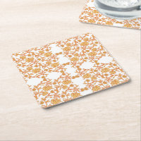 com Papel de Parede Floral Laranja e Branco Elegan