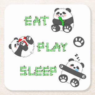 Porta-copo De Papel Quadrado Coma Dormir Bela Bebê Panda Confortável