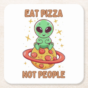 Porta-copo De Papel Quadrado Coma pizza não pessoas