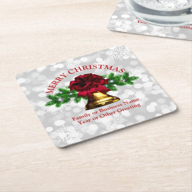 Porta-copo De Papel Quadrado Combinação - Set Dourado Bell Red Arco Natal (Inclinado)