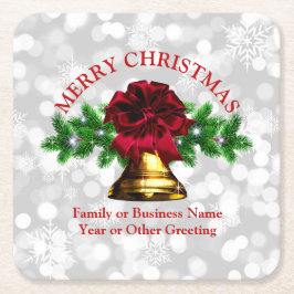 Porta-copo De Papel Quadrado Combinação - Set Dourado Bell Red Arco Natal